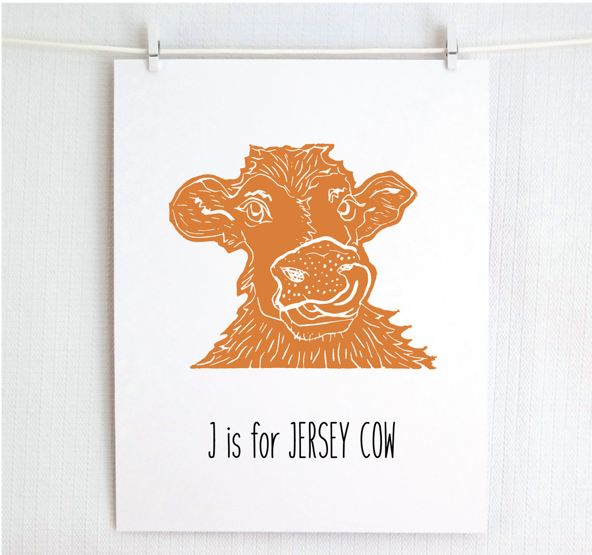 J is for Jersey Cow Illustrated Print