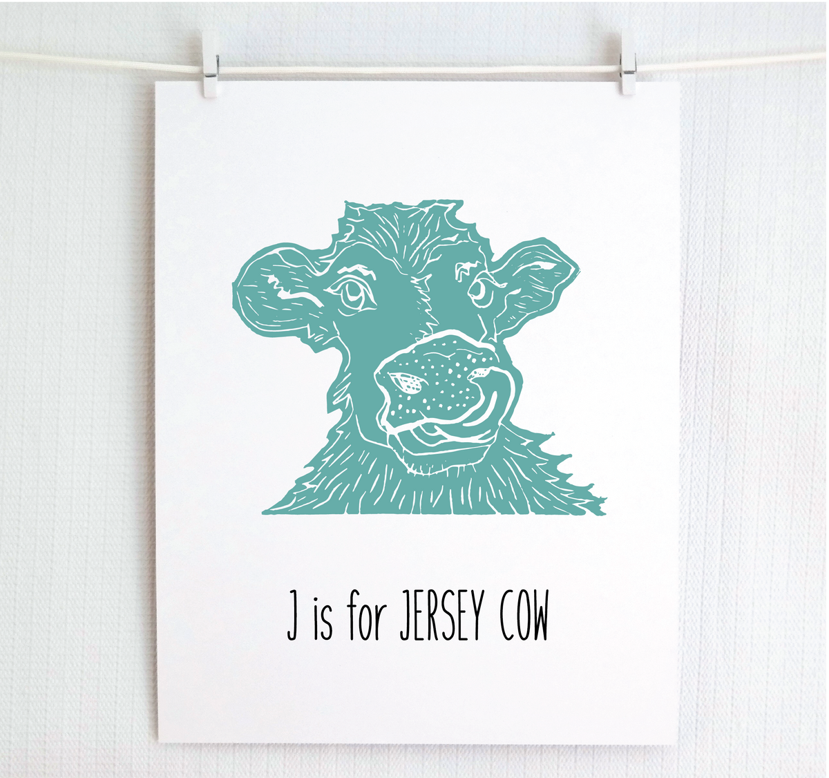 J is for Jersey Cow Illustrated Print