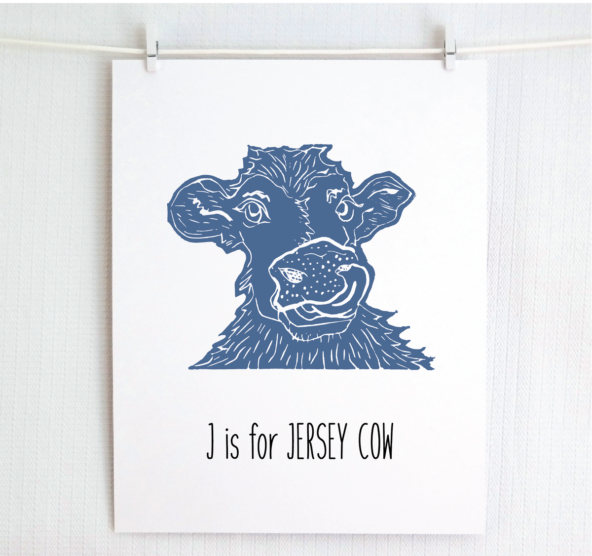 J is for Jersey Cow Illustrated Print
