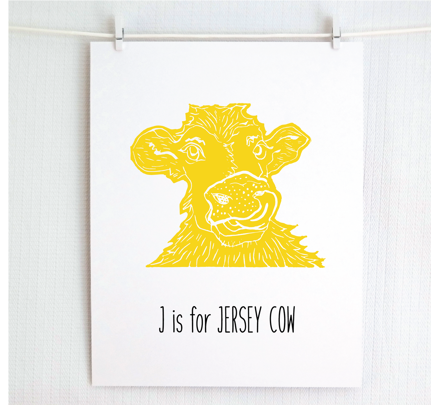 J is for Jersey Cow Illustrated Print