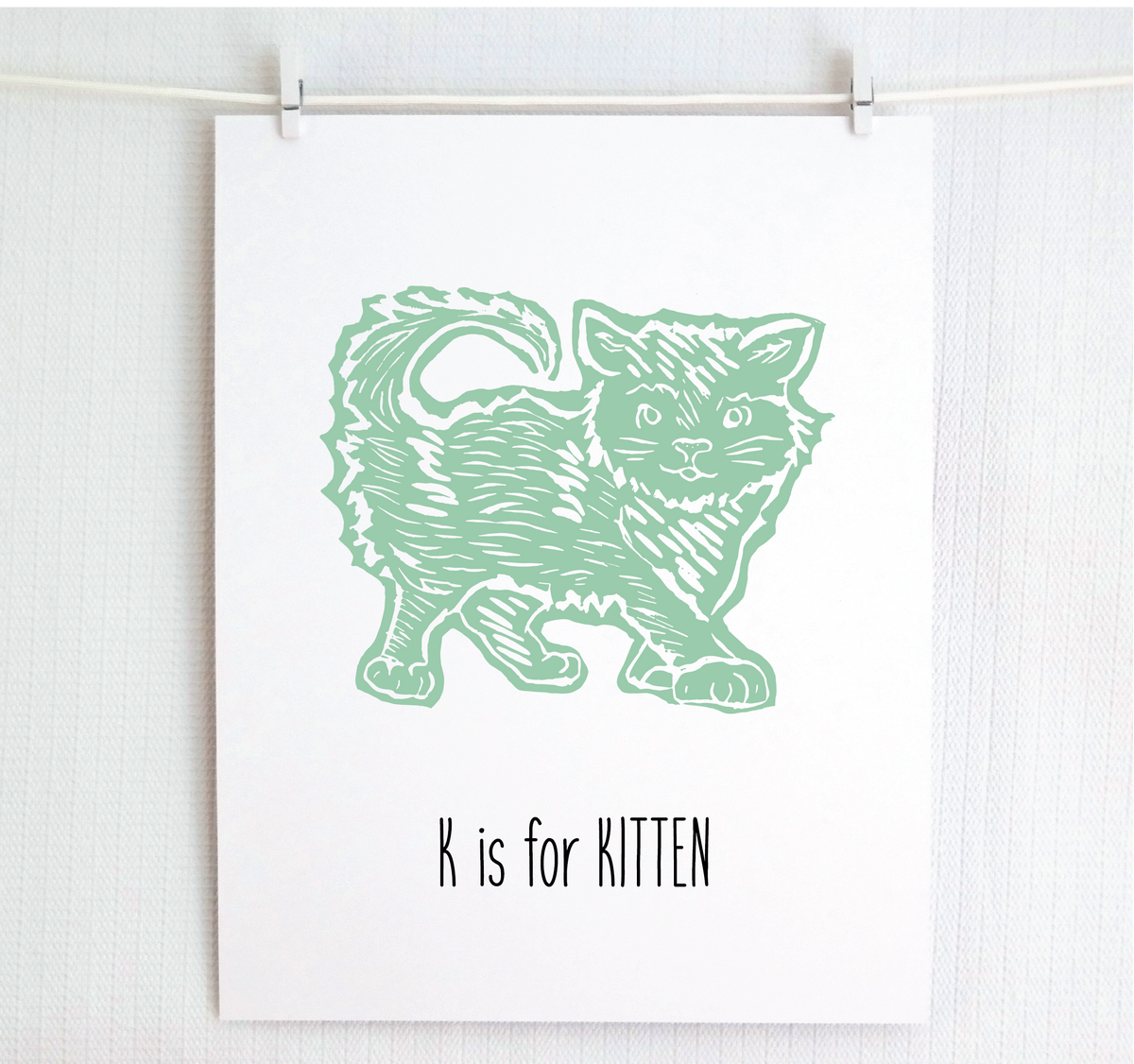 K is for Kitten Illustrated Print