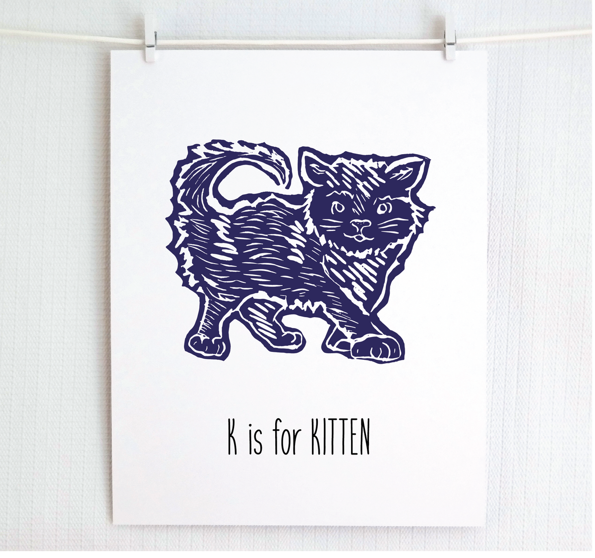 K is for Kitten Illustrated Print