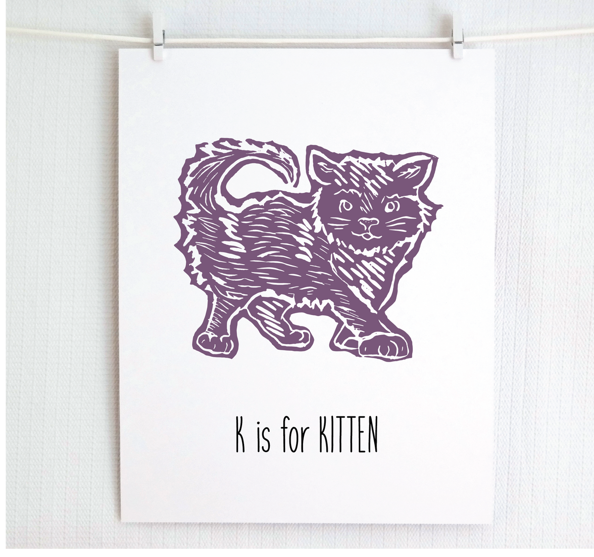 K is for Kitten Illustrated Print
