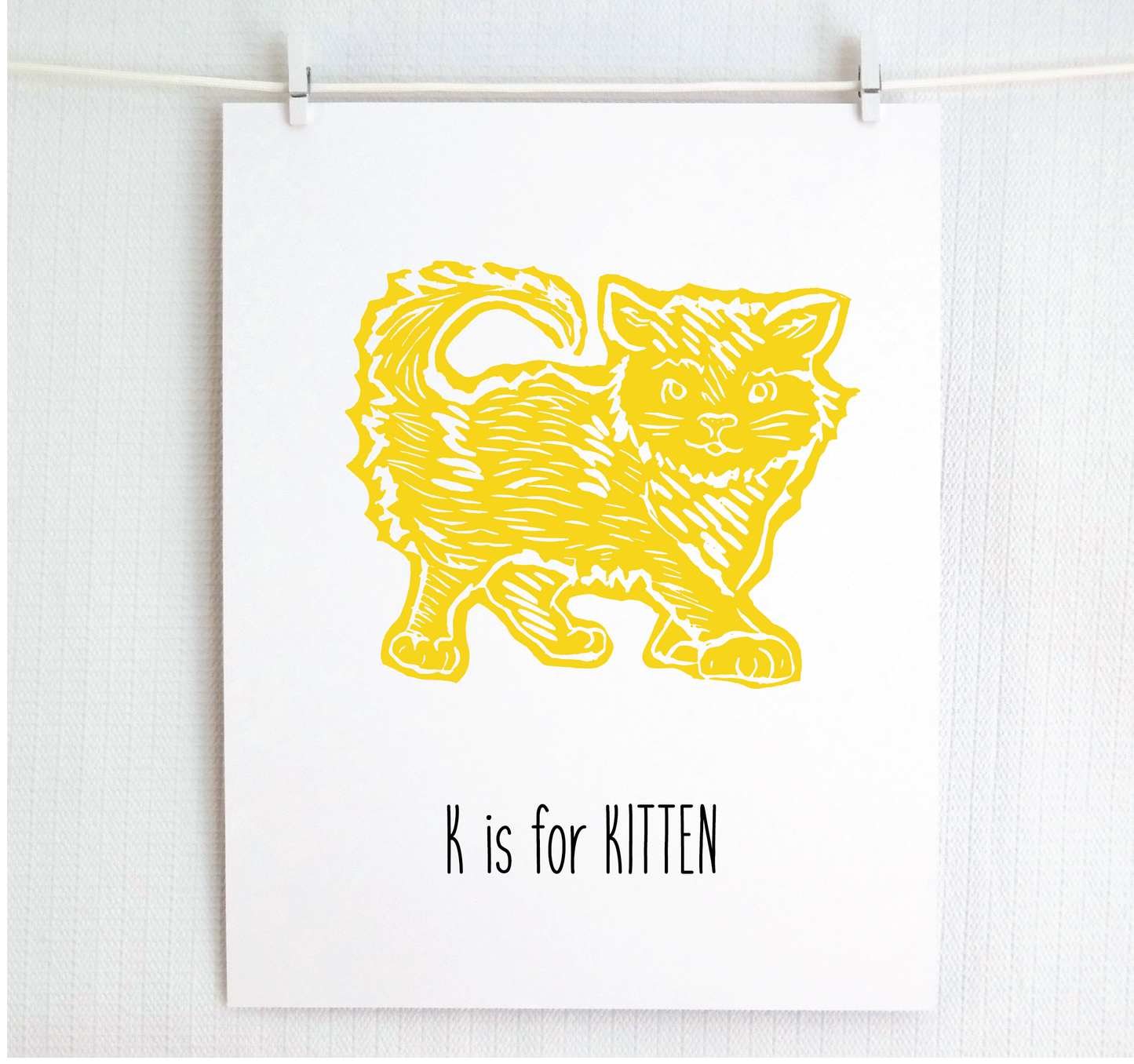 K is for Kitten Illustrated Print