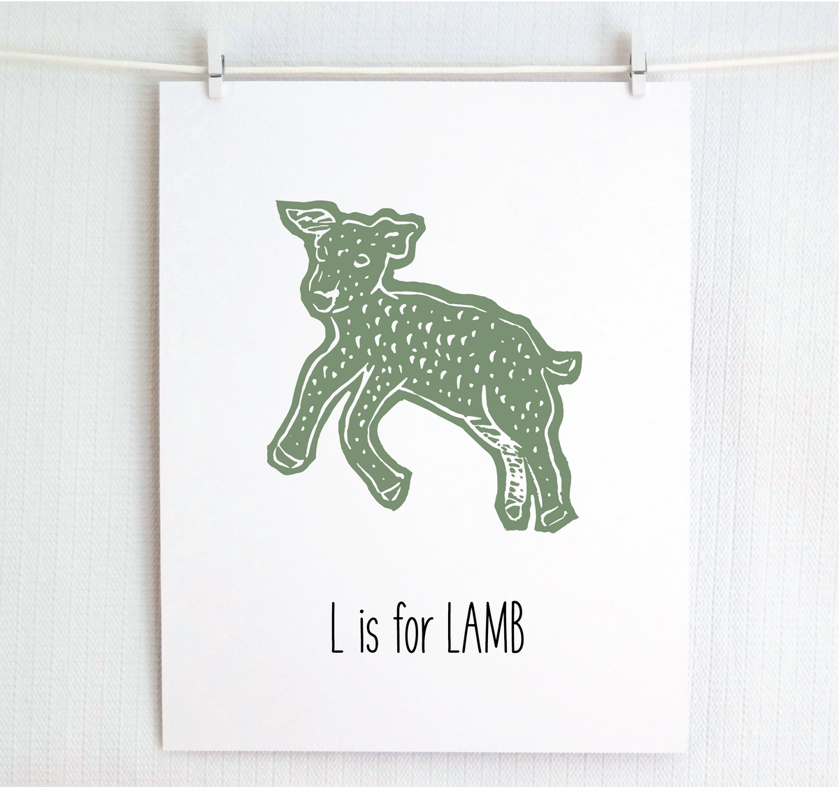 L is for Lamb Illustrated Print