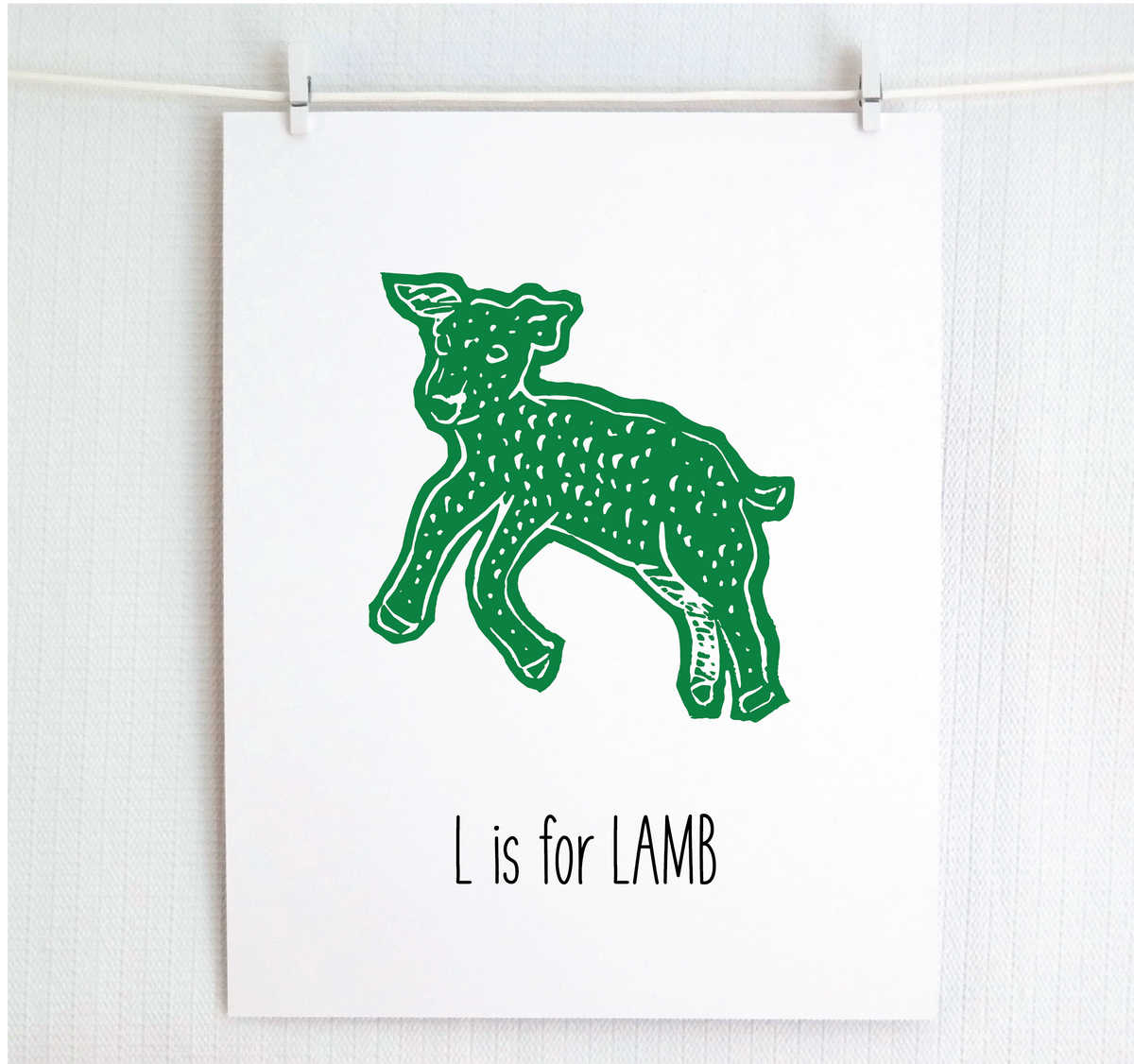 L is for Lamb Illustrated Print