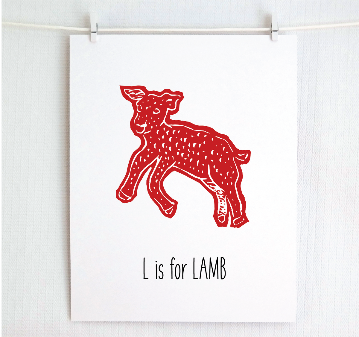 L is for Lamb Illustrated Print
