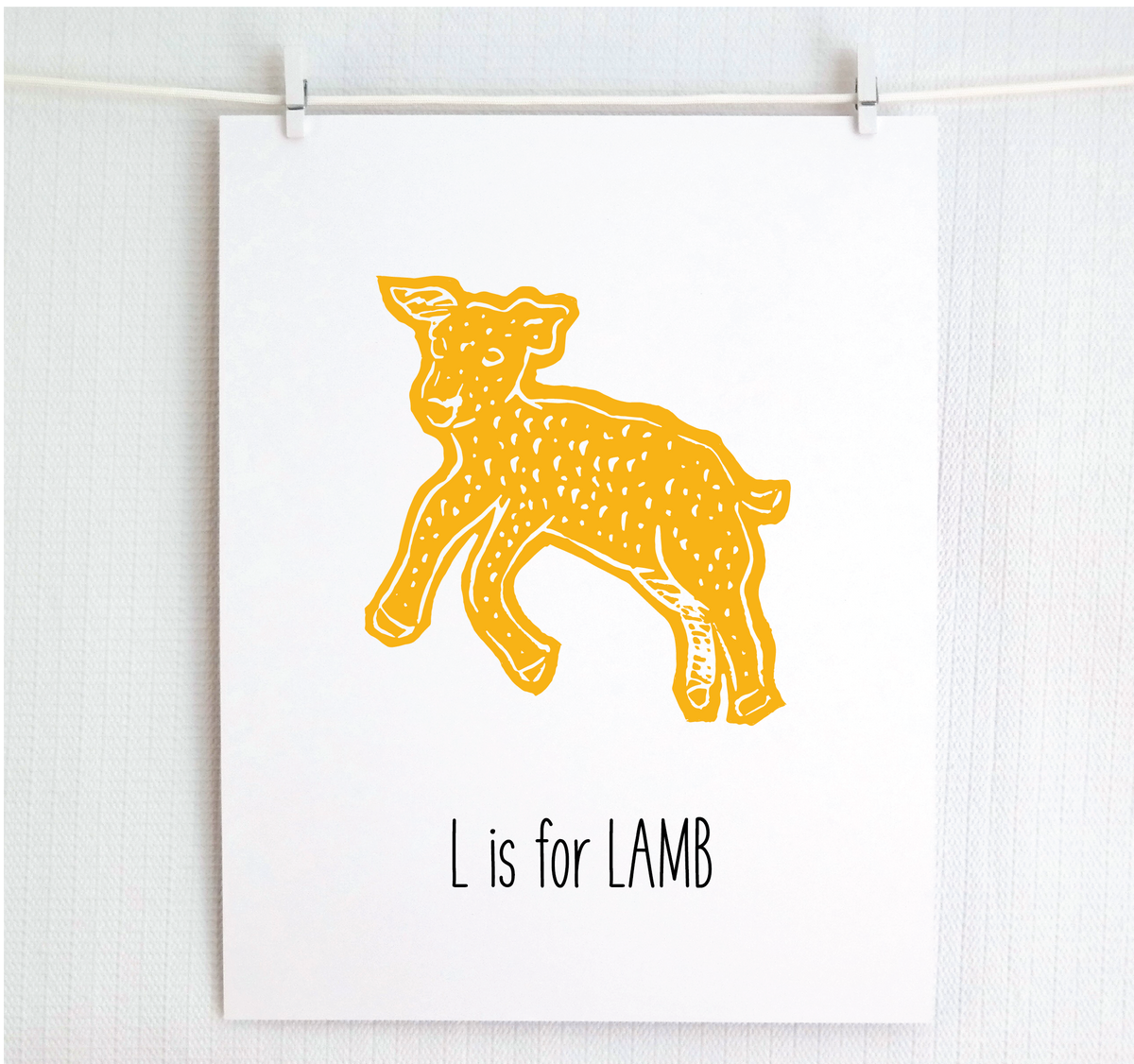 L is for Lamb Illustrated Print