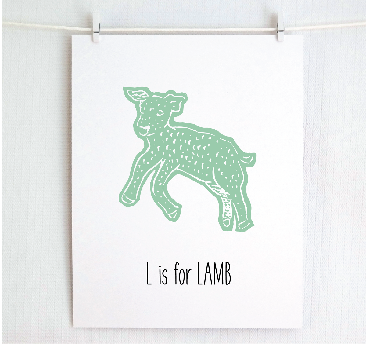 L is for Lamb Illustrated Print