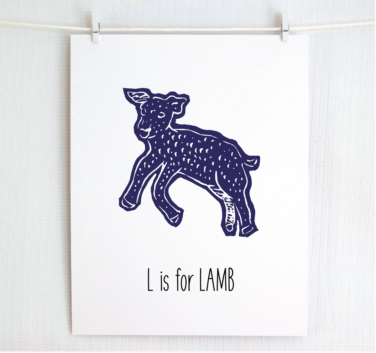 L is for Lamb Illustrated Print