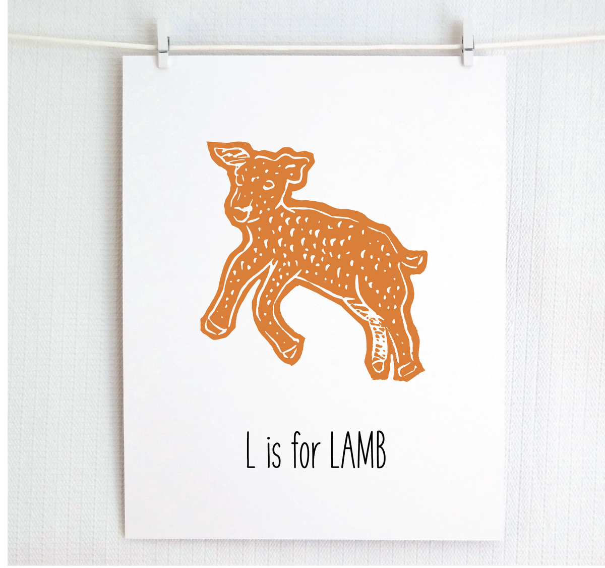 L is for Lamb Illustrated Print