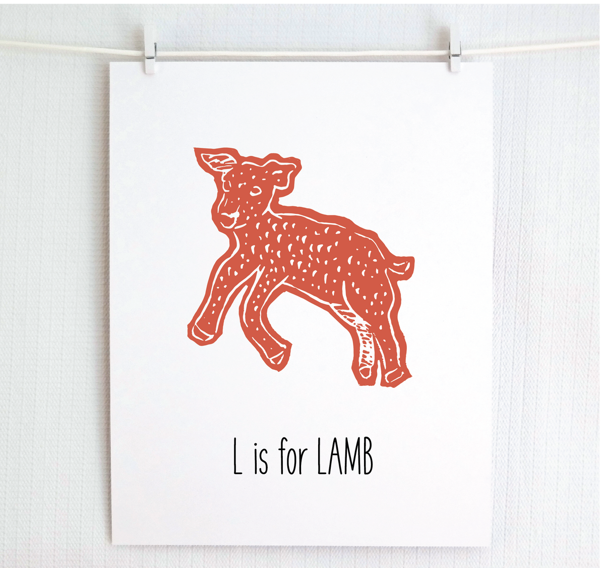 L is for Lamb Illustrated Print
