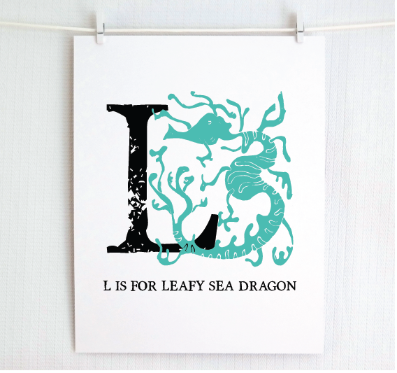 L is for Leafy Sea Dragon Illustrated Print