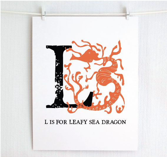 L is for Leafy Sea Dragon Illustrated Print