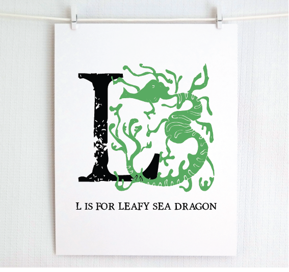 L is for Leafy Sea Dragon Illustrated Print