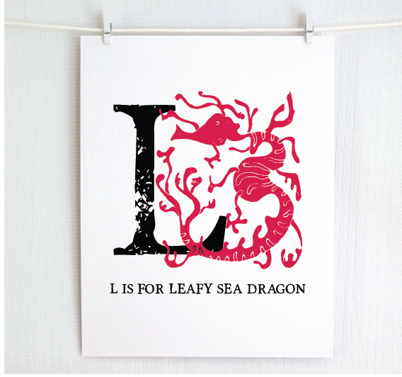 L is for Leafy Sea Dragon Illustrated Print