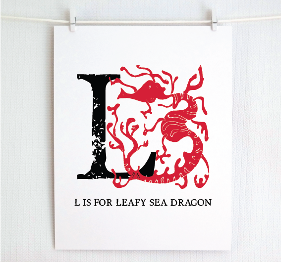 L is for Leafy Sea Dragon Illustrated Print