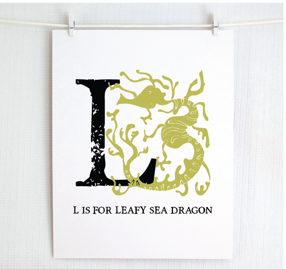 L is for Leafy Sea Dragon Illustrated Print
