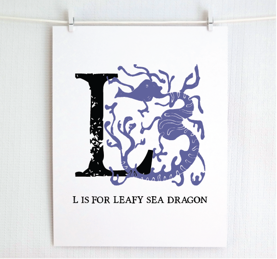 L is for Leafy Sea Dragon Illustrated Print