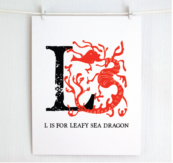 L is for Leafy Sea Dragon Illustrated Print