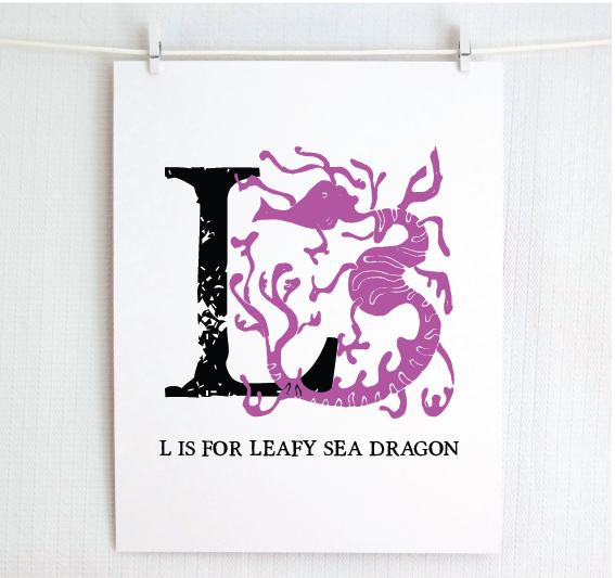 L is for Leafy Sea Dragon Illustrated Print