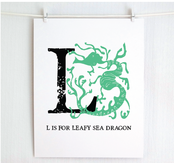 L is for Leafy Sea Dragon Illustrated Print
