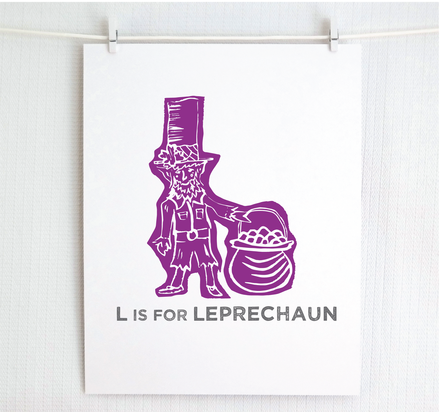 L is for Leprechaun Illustrated Print