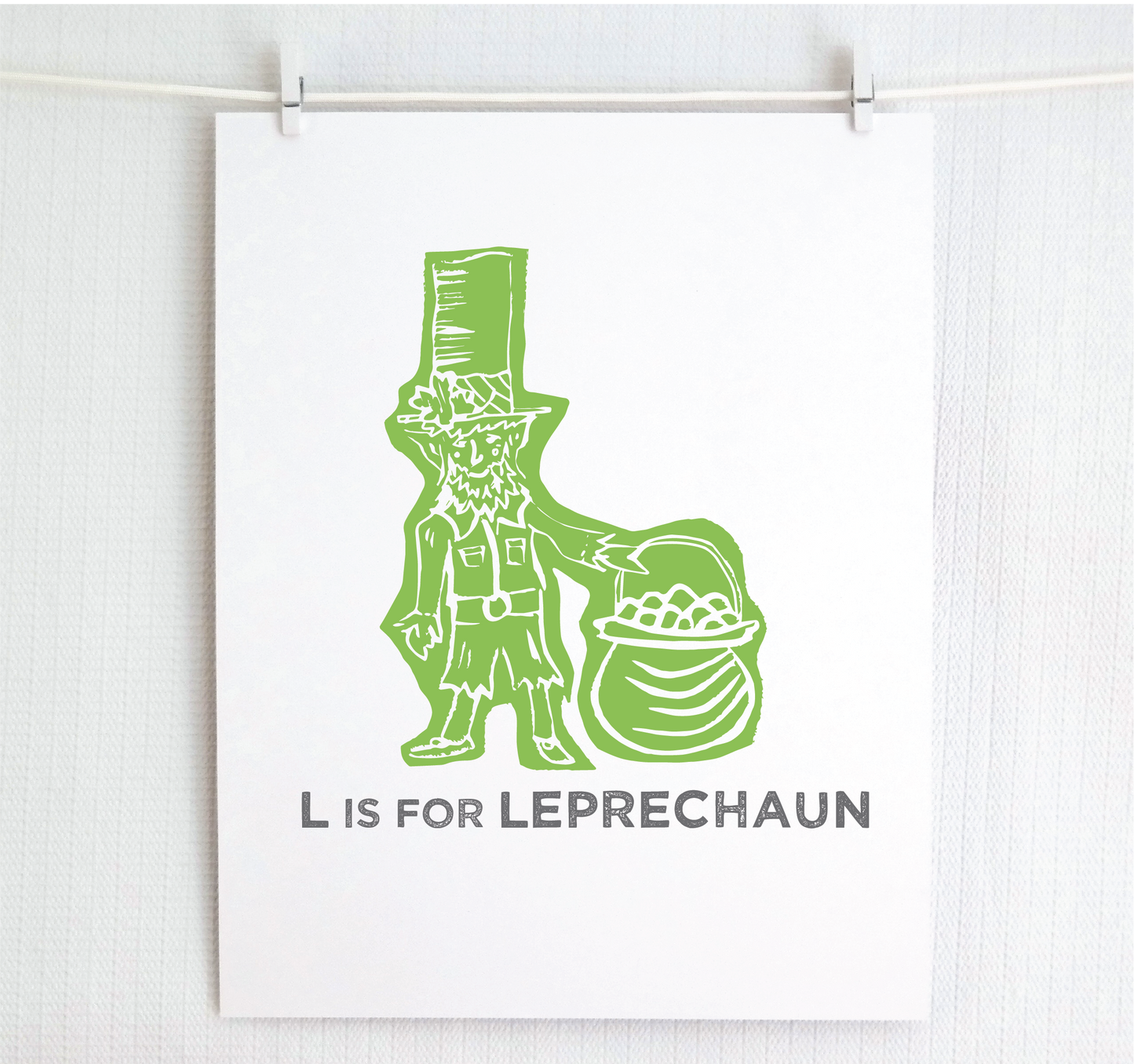 L is for Leprechaun Illustrated Print