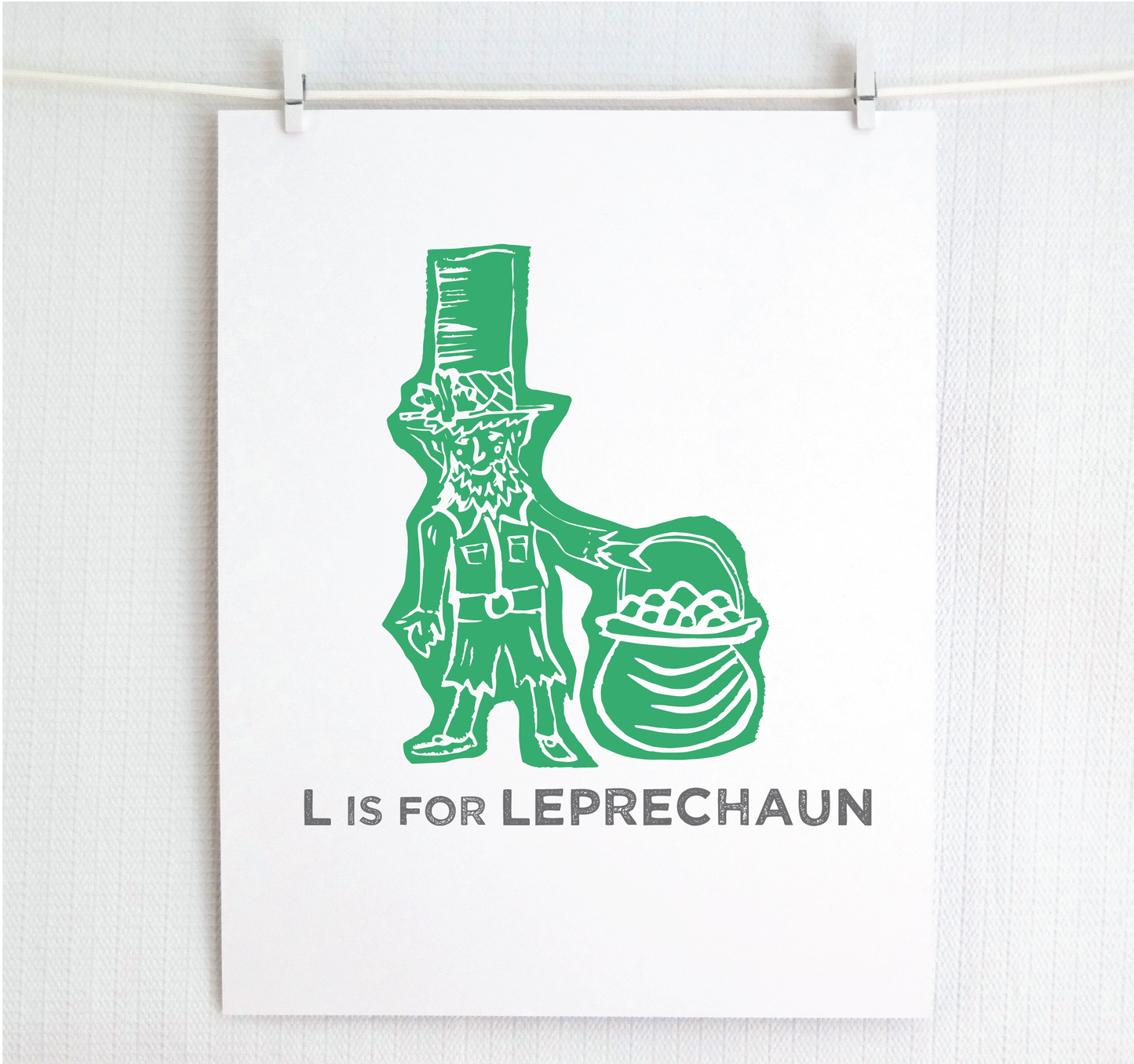 L is for Leprechaun Illustrated Print