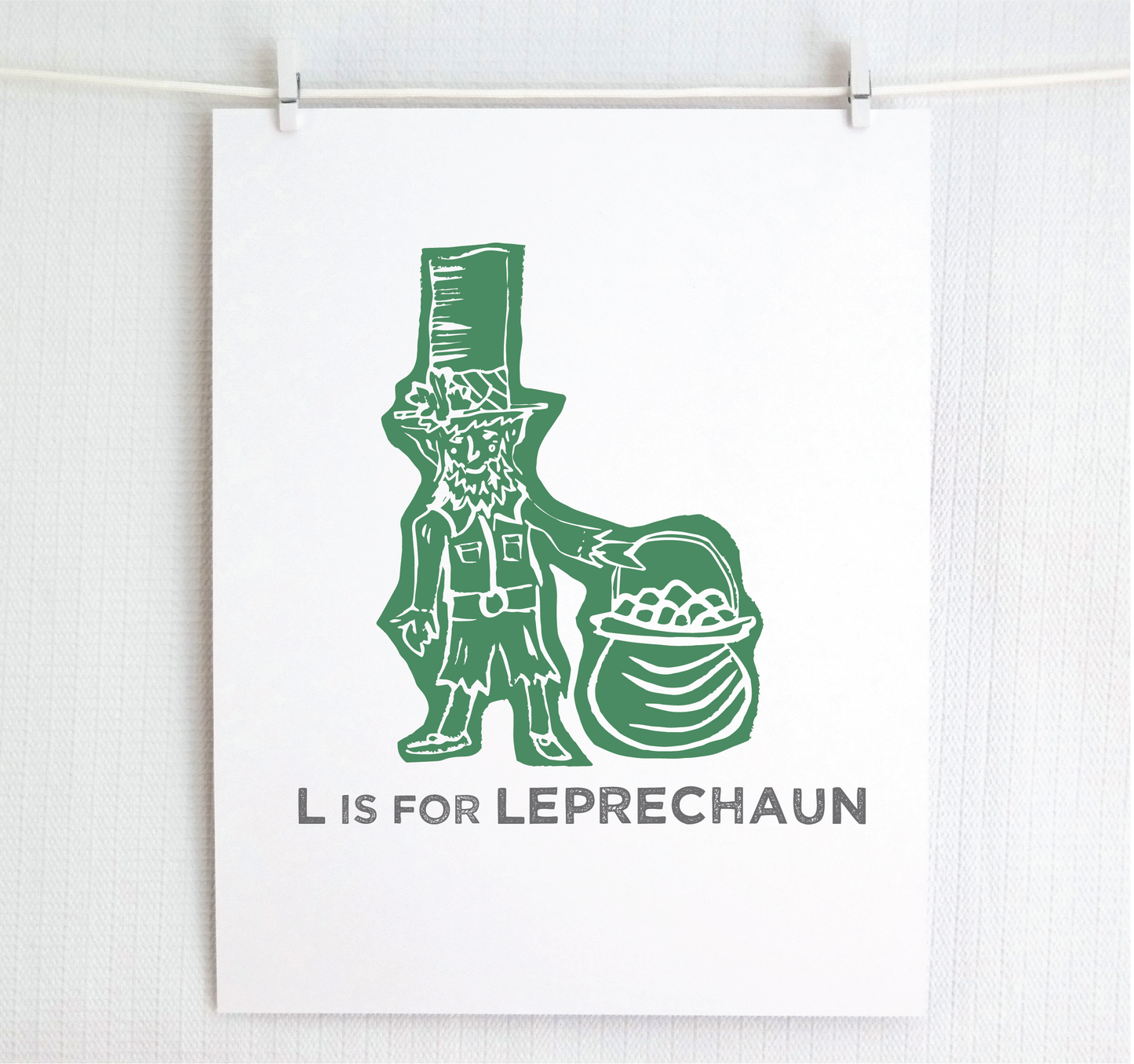L is for Leprechaun Illustrated Print