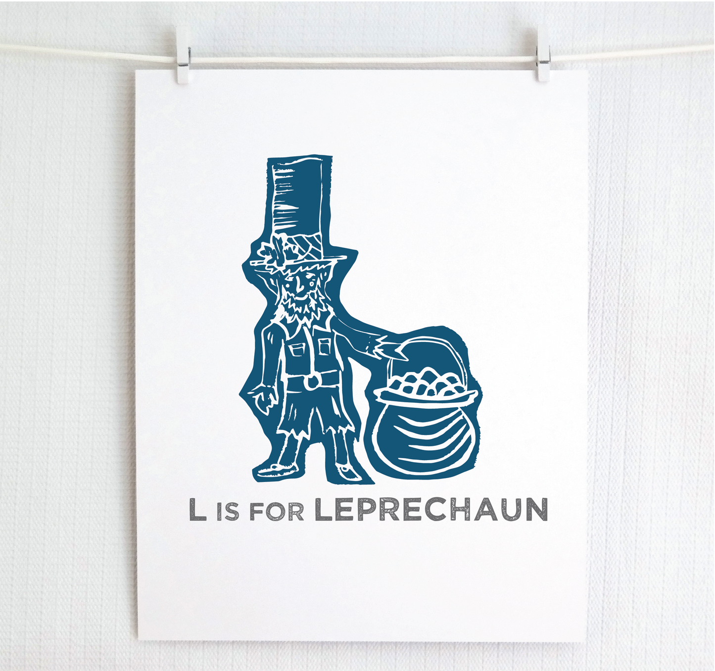 L is for Leprechaun Illustrated Print