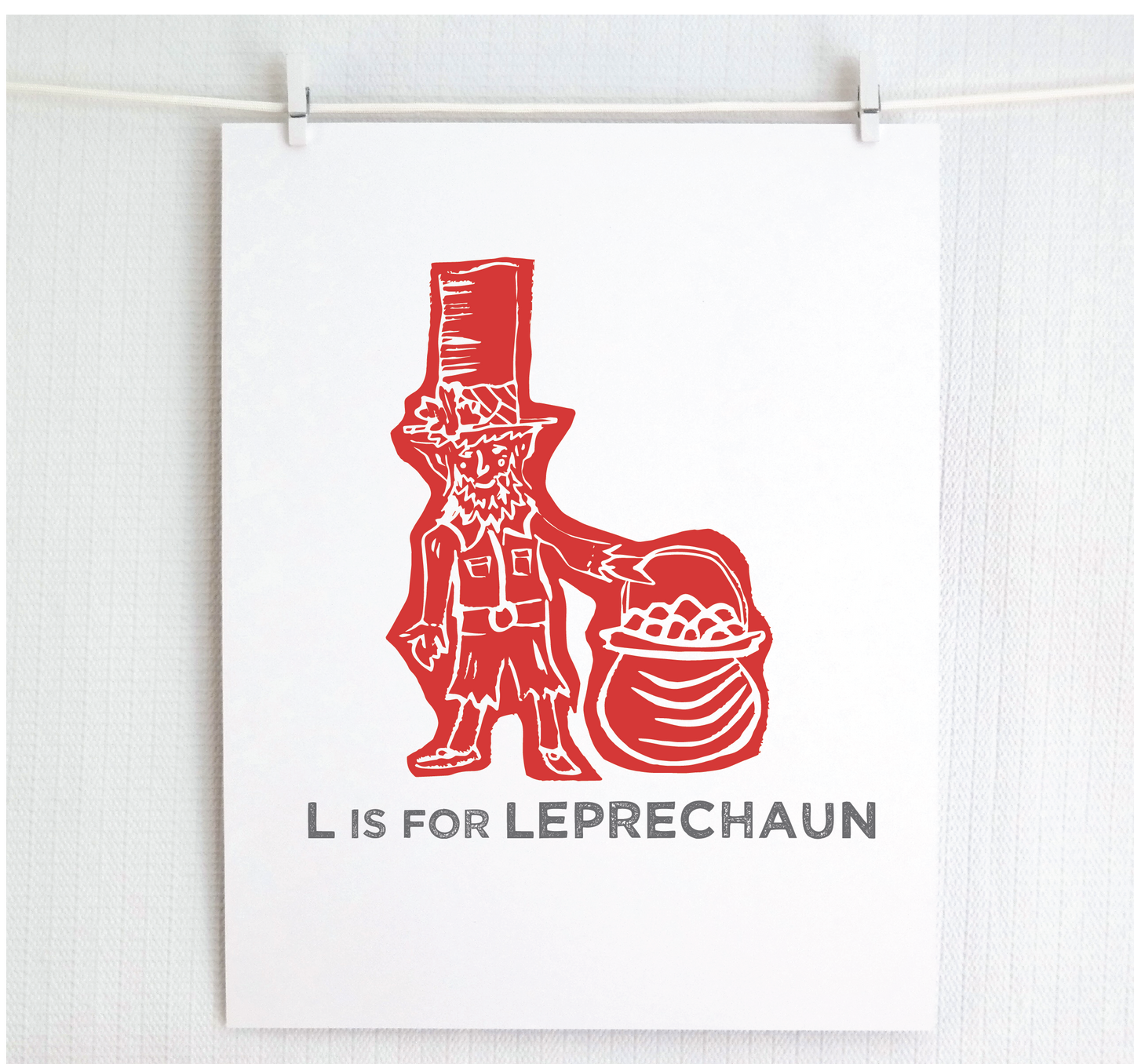 L is for Leprechaun Illustrated Print