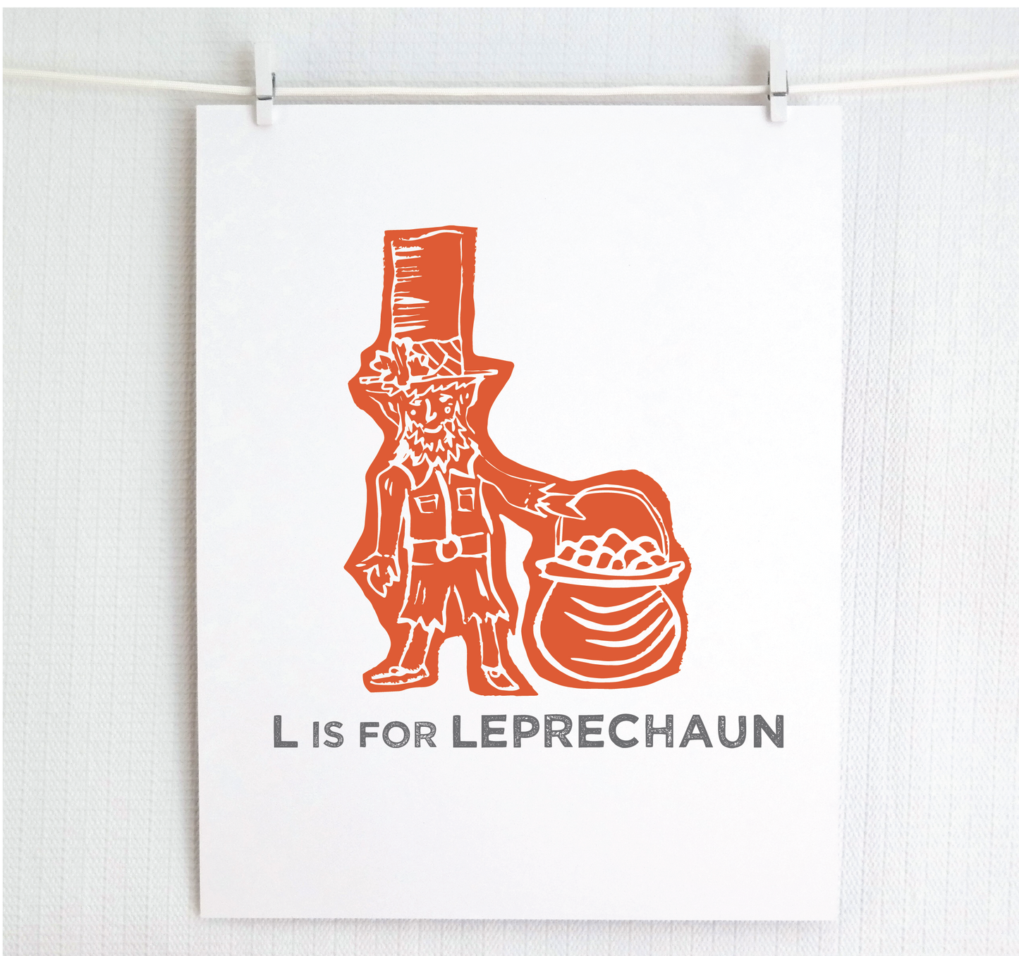 L is for Leprechaun Illustrated Print