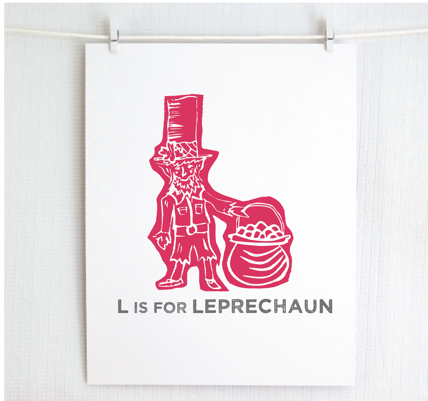 L is for Leprechaun Illustrated Print