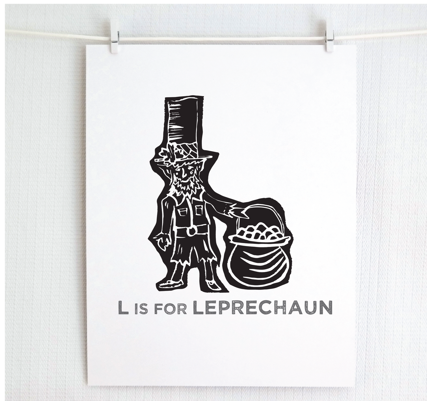 L is for Leprechaun Illustrated Print