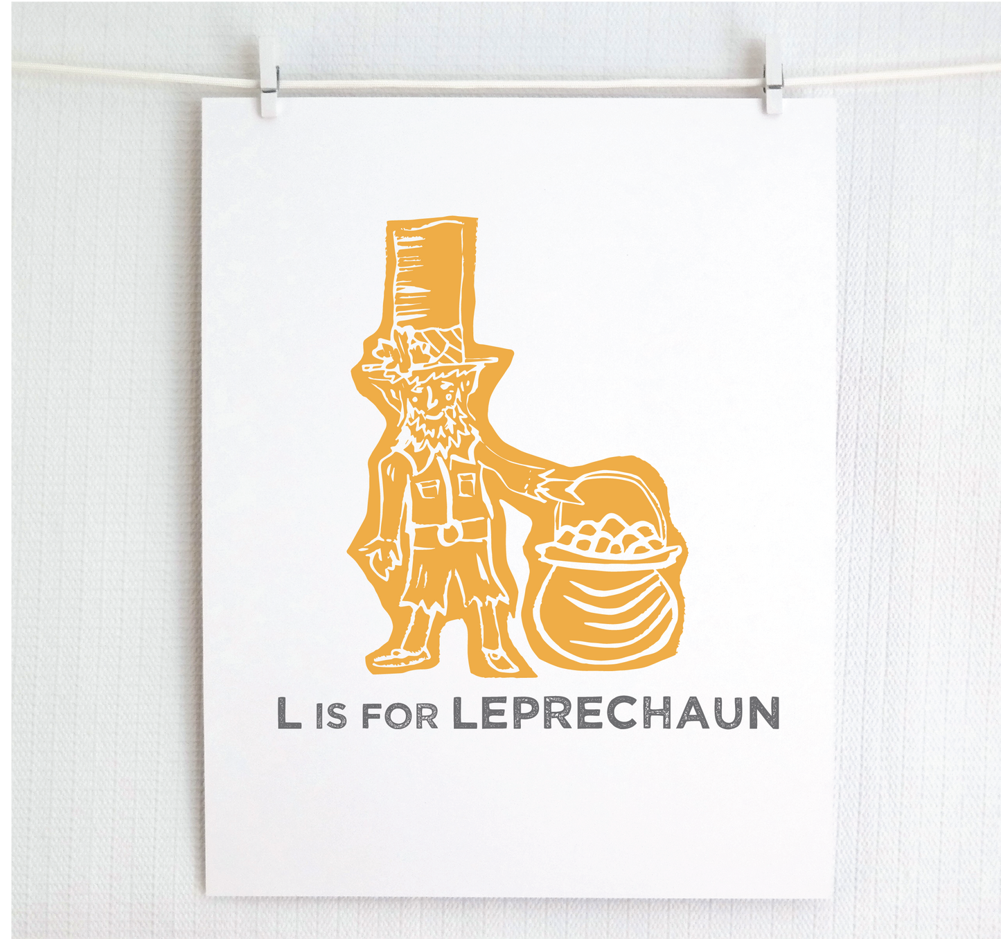 L is for Leprechaun Illustrated Print