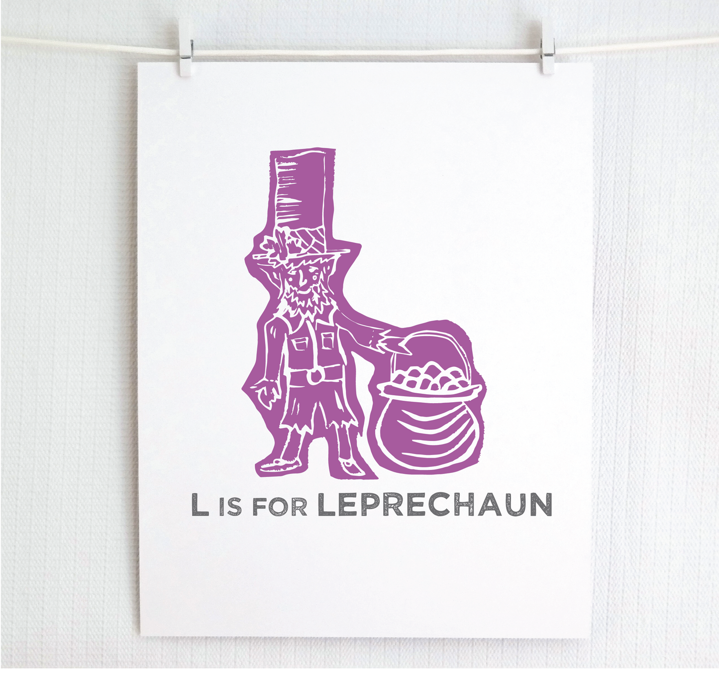 L is for Leprechaun Illustrated Print