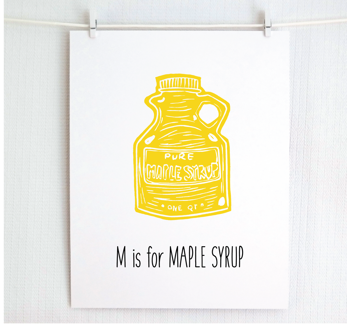 M is for Maple Syrup Illustrated Print