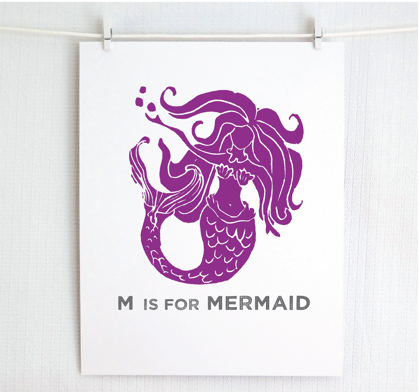 M is for Mermaid Illustrated Print