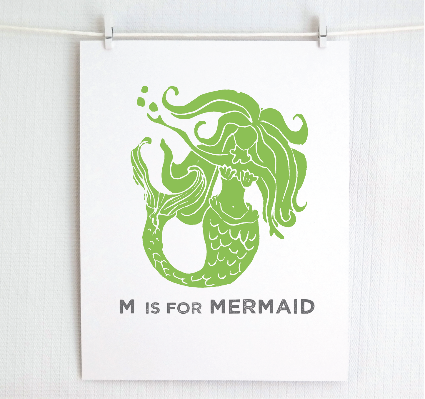 M is for Mermaid Illustrated Print