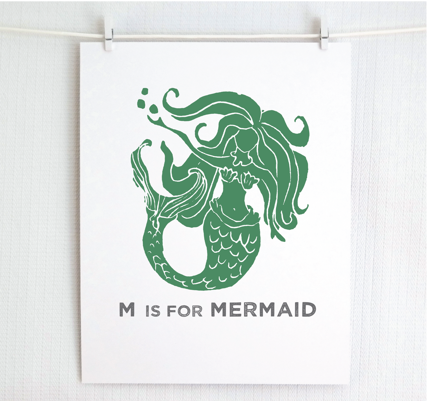 M is for Mermaid Illustrated Print