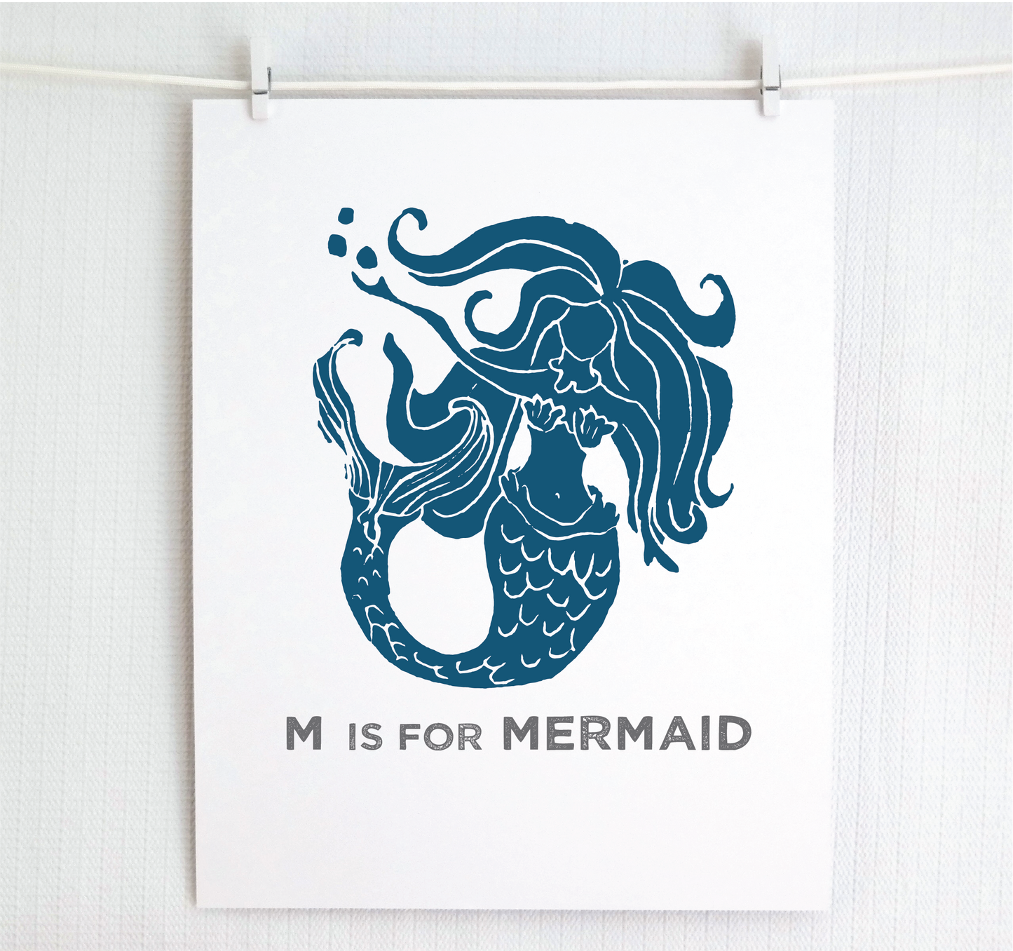 M is for Mermaid Illustrated Print