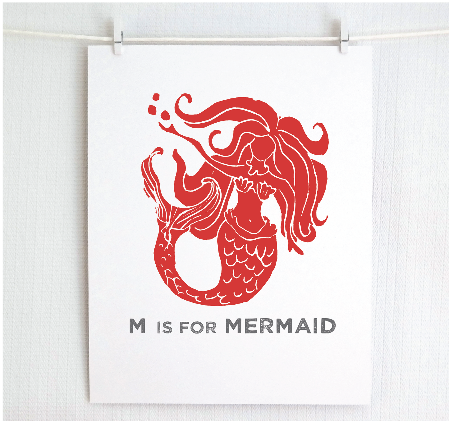 M is for Mermaid Illustrated Print
