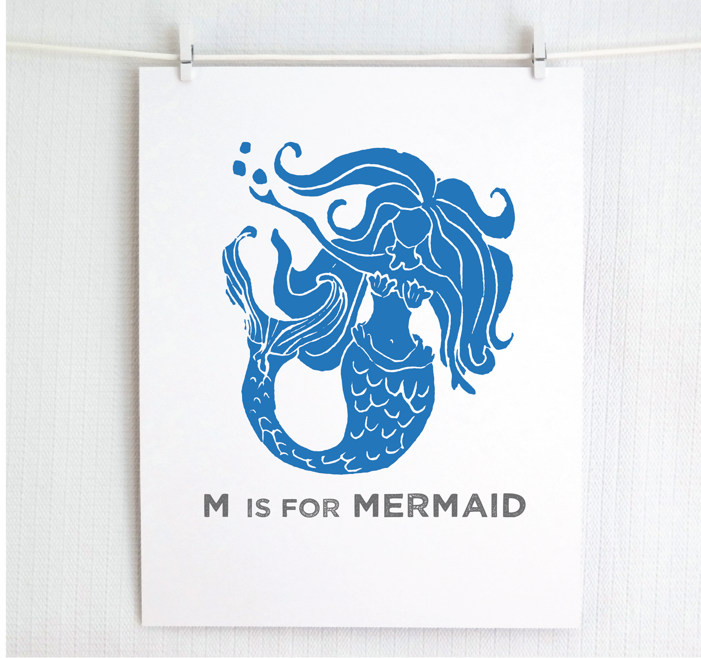 M is for Mermaid Illustrated Print