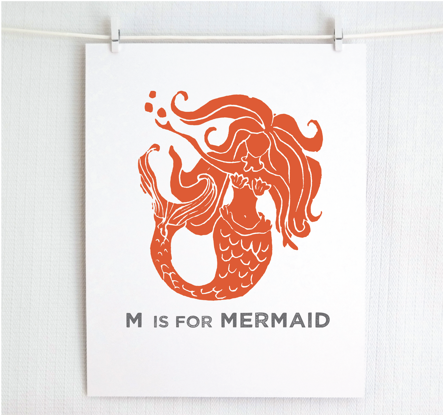 M is for Mermaid Illustrated Print