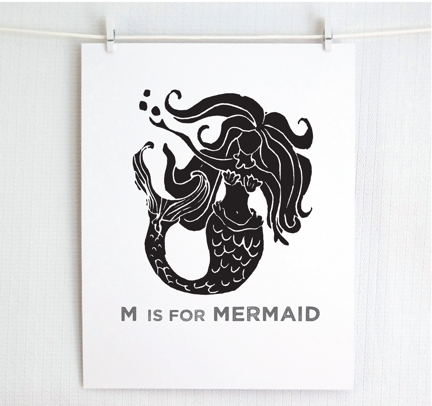 M is for Mermaid Illustrated Print