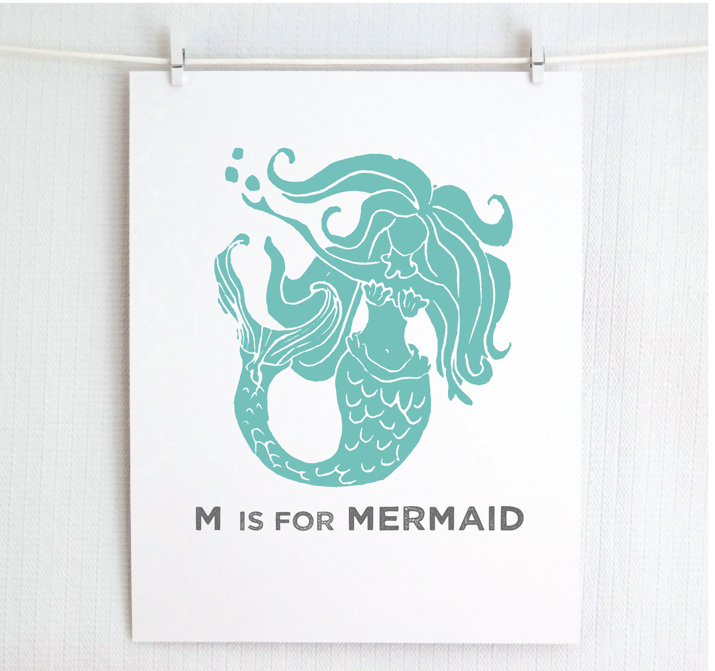 M is for Mermaid Illustrated Print