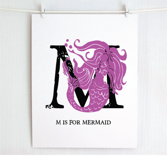 M is for Mermaid Illustrated Print