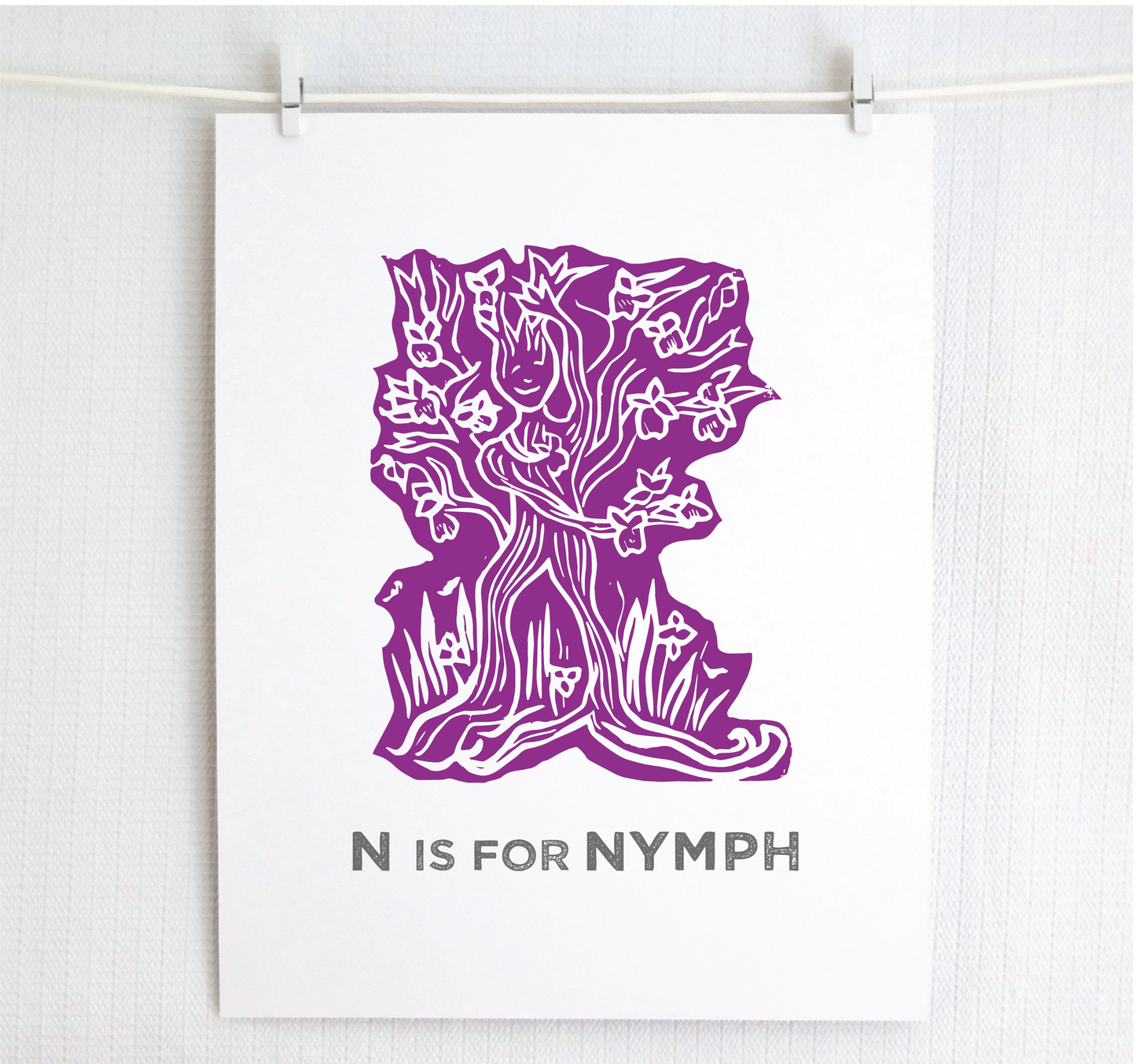 N is for Nymph Illustrated Print