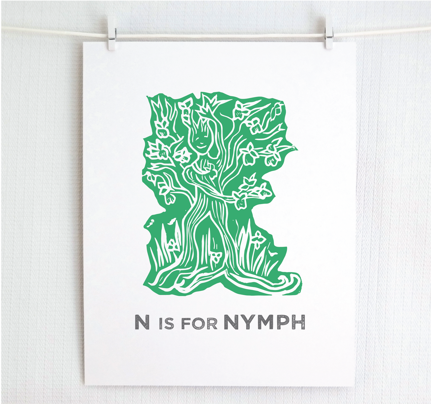 N is for Nymph Illustrated Print